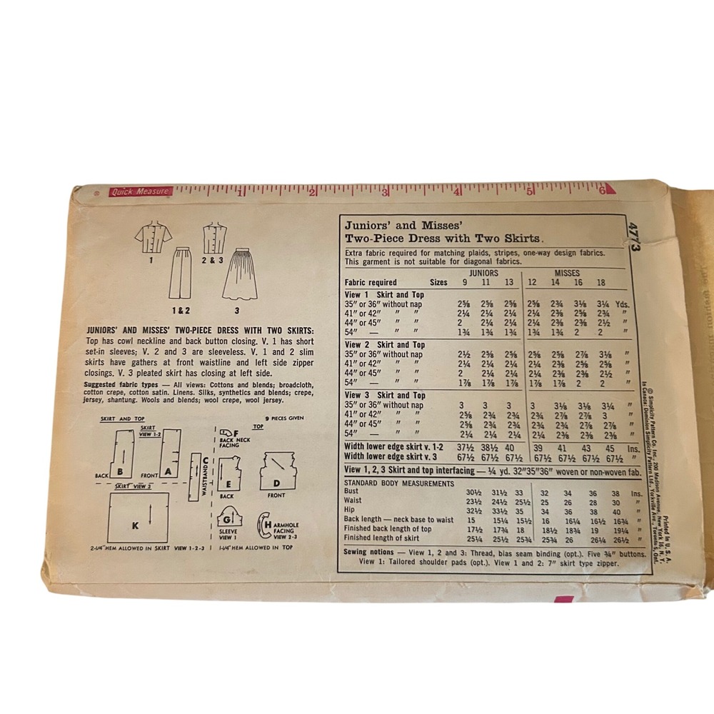 Vintage 1960s Simplicity 4773 Sewing Pattern Misses 16 Bust 36 Cowl Neck Dress - Picture 3 of 4
